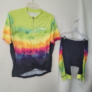 Baleaf Cycling Jersey Set 2XL Shirt Shorts‎ UPF 30+ Padded Multicolor Men Bike